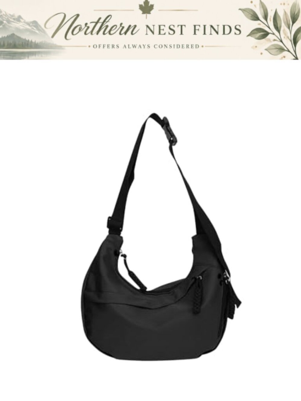 Nylon Crescent Crossbody Bag Adjustable Strap Sling Shoulder Bag